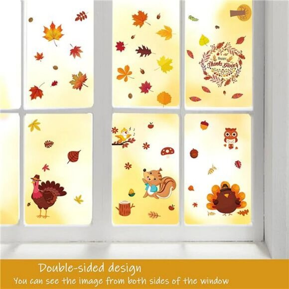 197 Pcs Fall Décor Leaves Window Clings -Fall Decorations for Home - Picture 3 of 7